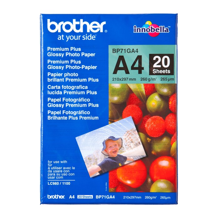 brother Fotopapier BP71GA4 DIN A4 glänzend 260 g/qm 20 Blatt