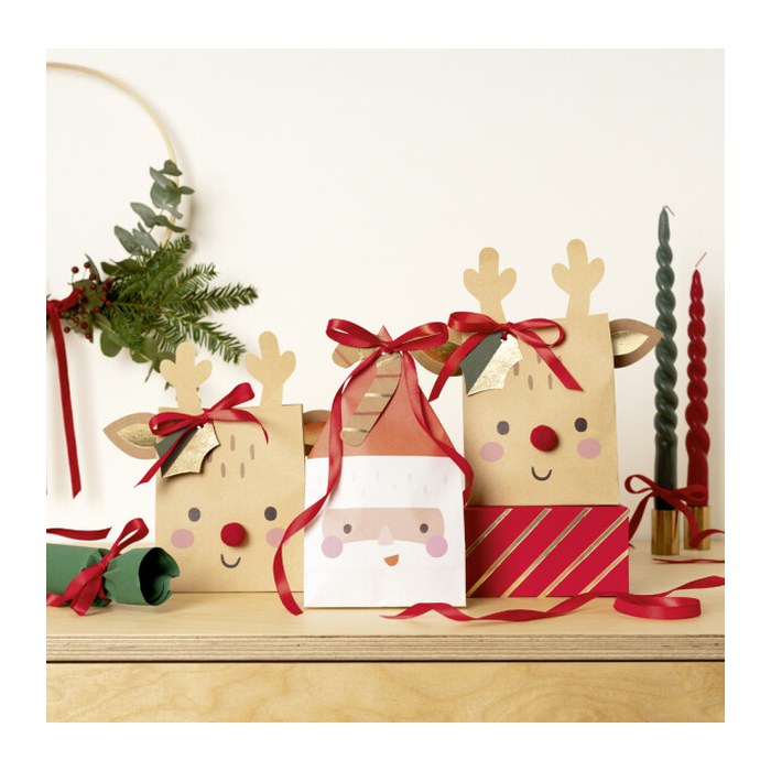 folia Papiertüten Santa & Deer mehrfarbig