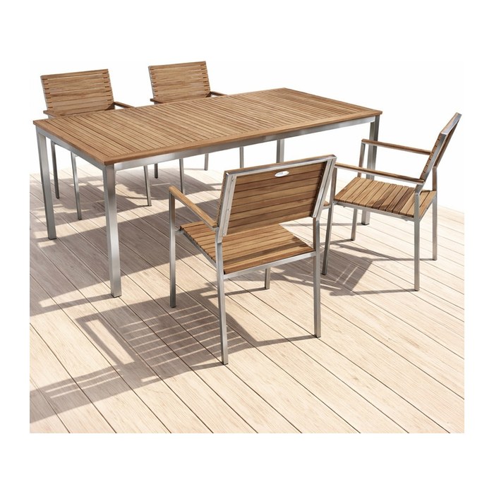 Garden Pleasure Sitzgruppe DENVER, silber Holz, Metall, 5-teilig