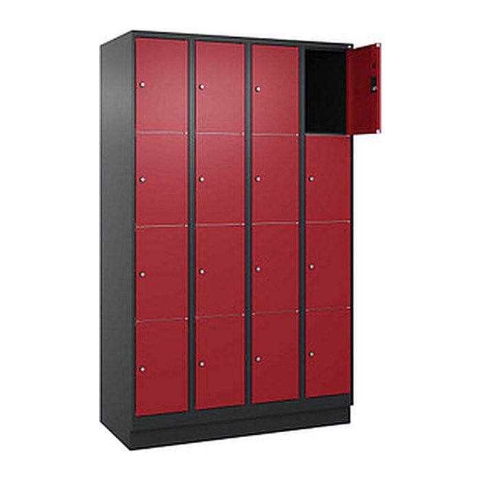 CP Schließfachschrank Classic PLUS rubinrot, schwarzgrau 080020-404 S10035, 16 Schließfächer 120,0 x 50,0 x 185,0 cm