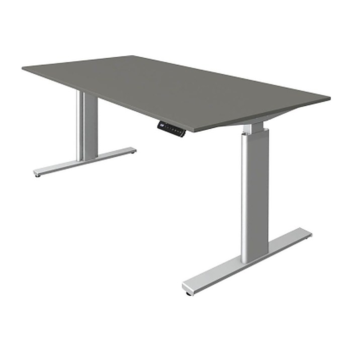 Kerkmann Move 3 tube elektrisch höhenverstellbarer Schreibtisch grafit rechteckig, T-Fuß-Gestell silber 160,0 x 80,0 cm