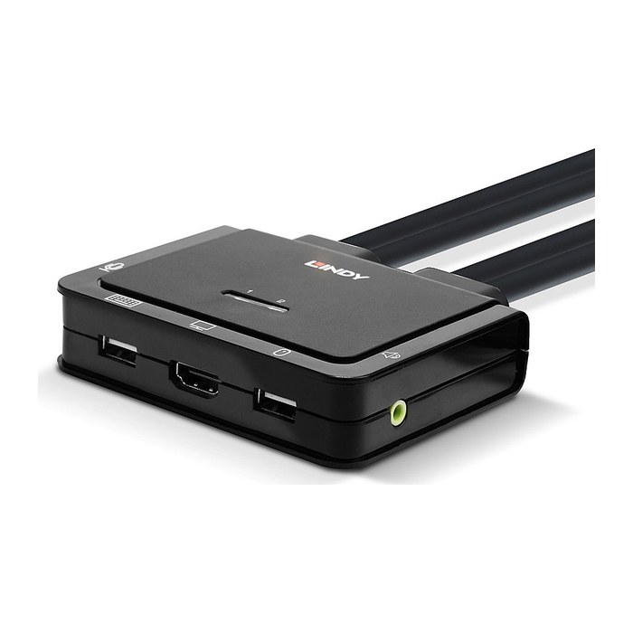 LINDY 2 Port HDMI 2.0 18G, USB 2.0 KVM Switch mit Audio