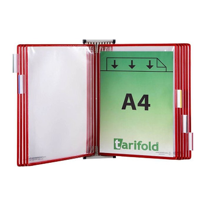 tarifold Wand-Sichttafelsystem 414103 DIN A4 rot mit 10 St. Sichttafeln, 1 St.