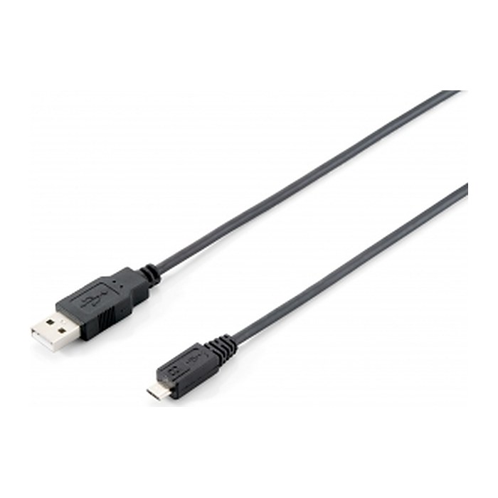 Equip Kabel USB-A2.0->Micro-B St/St 1.00m schwarz Polybeutel