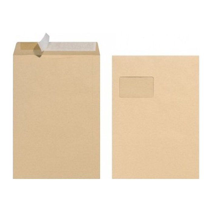 Herlitz Briefumschlag C4 90g haftklebend m.Fenster braun10St