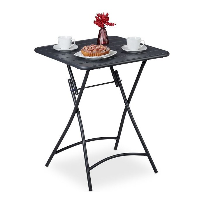 relaxdays Gartentisch anthrazit quadratisch 59,0 x 59,0 x 74,0 cm