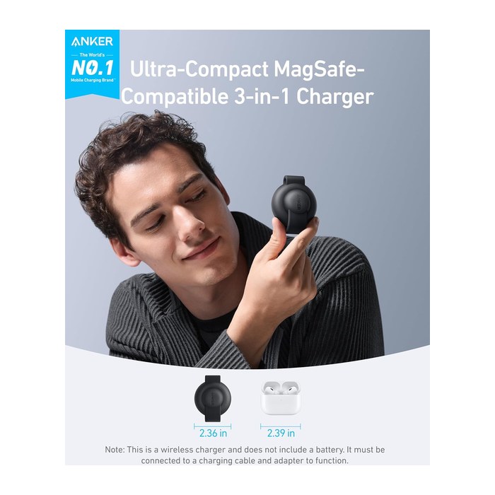 ANKER MagGo 3-in-1 Induktive Ladestation schwarz, 15 Watt