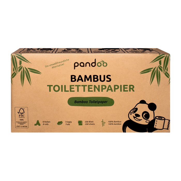 pandoo Toilettenpapier 3-lagig Bambus, 8 Rollen