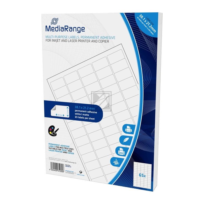 MediaRange Etiketten 38,1x21,2mm 3250 St. stark haftend weiß