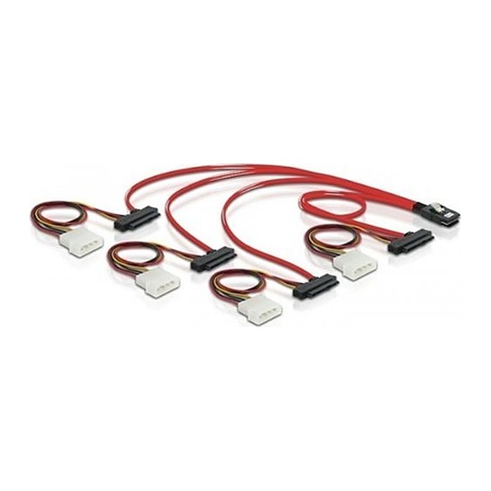 DELOCK SAS Kabel Mini SAS 36Pin -> 4x SAS 29Pin + 4Pin Molex