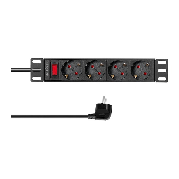 Logilink Steckdosenleiste 4-fach mit Schalter,10"(1HE),2m