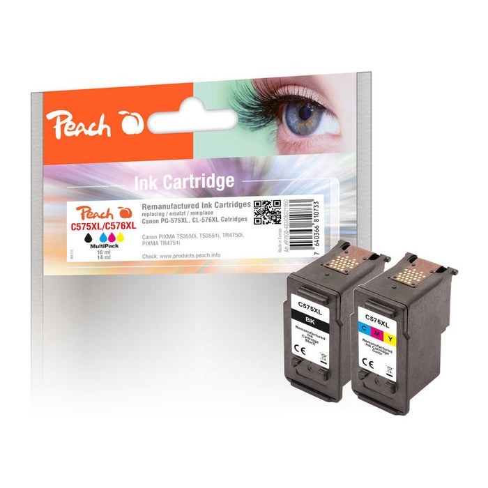 Peach Patrone Canon PG-575XL/CL-576XL MultiPack bk & color remanufactured