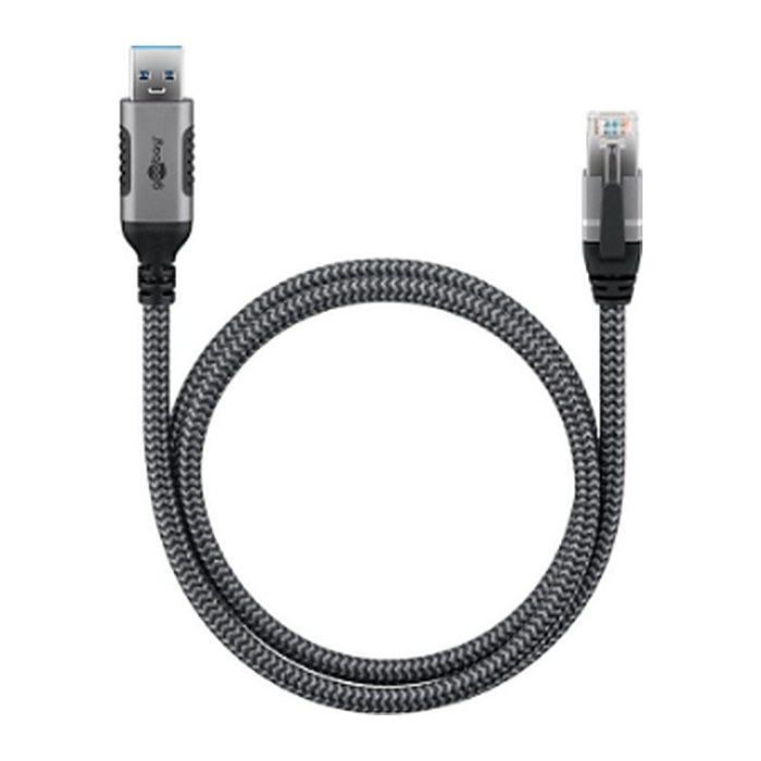 goobay USB A 3.0/RJ45 Kabel 1,0 m grau, schwarz, 1 St.