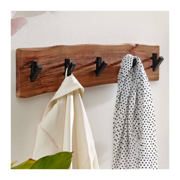 WOHNLING Wandgarderobe WL6.358 akazie Holz 5 Haken 60,0 x 17,0 cm, 1 St.