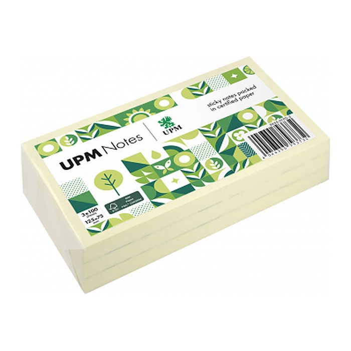 UPM Notes Haftnotizen doppelte Haftung gelb, 3 Blöcke