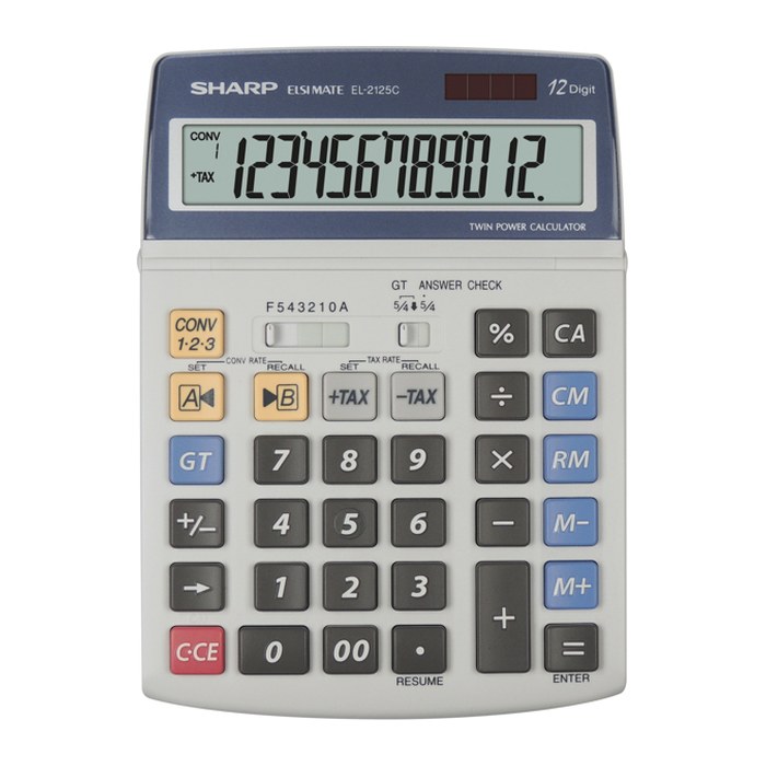 SHARP EL-2125C Tischrechner grau/blau