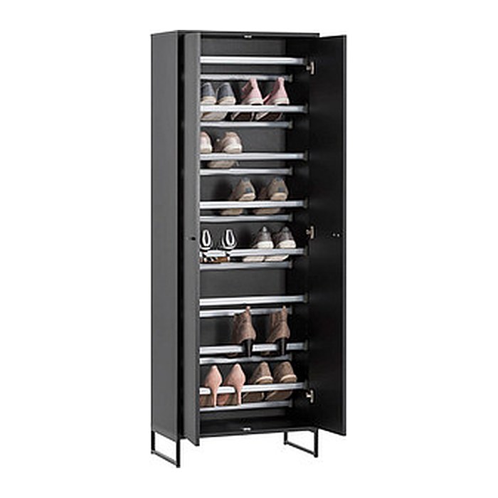 MÖBELPARTNER Schuhschrank Janne, 701782 schwarz keine Fachböden 60,2 x 33,1 x 169,7 cm