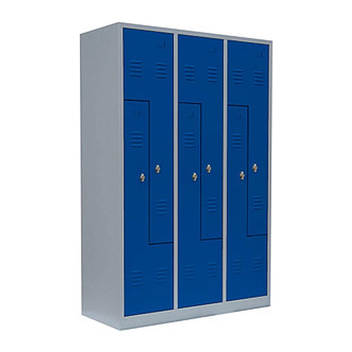 LÜLLMANN Z-Spind enzianblau, lichtgrau 525121, 6 Schließfächer 118,5 x 50,0 x 180,0 cm