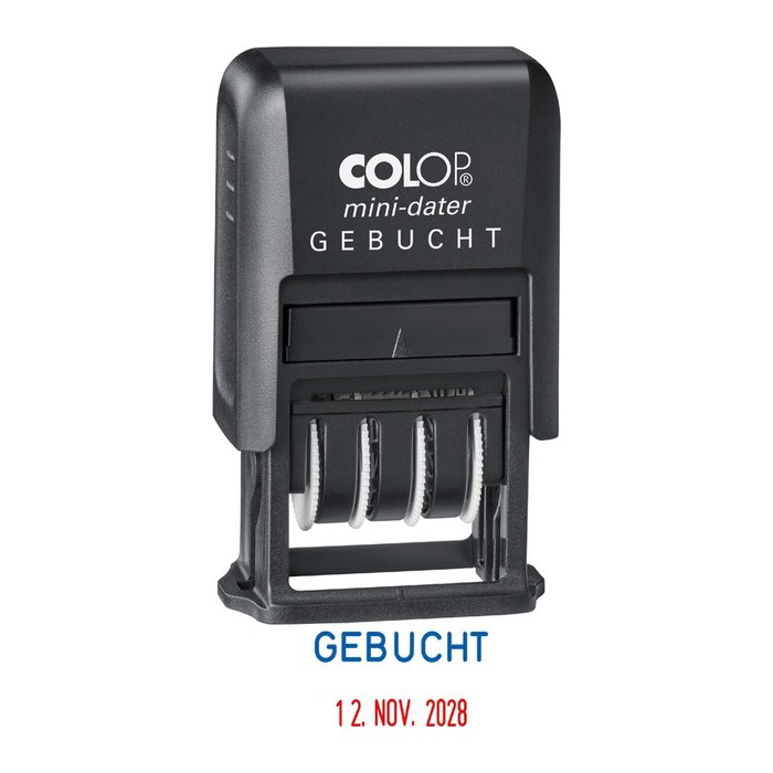 COLOP Datumstempel mit Text "Gebucht" Mini-Dater S 160/L selbstfärbend blau rot, 1 St.