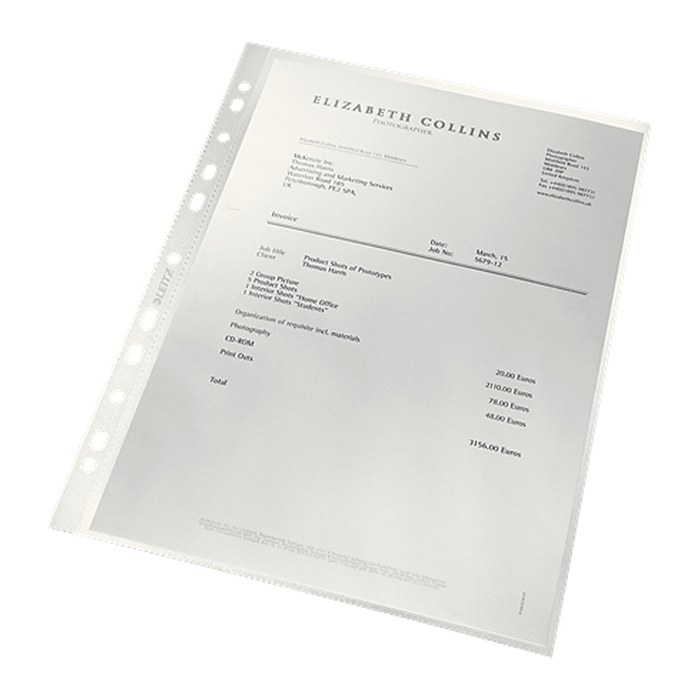 LEITZ Prospekthüllen recycle 4791 DIN A4 transparent genarbt 0,10 mm, 100 St.