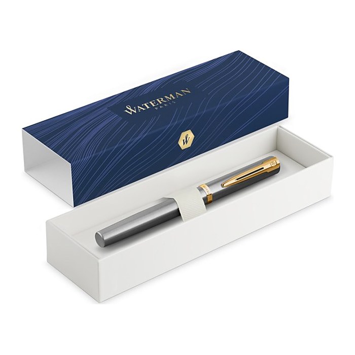 WATERMAN Füllfederhalter IMPRESSION Stainless SteelGT M Blau Geschenkbox