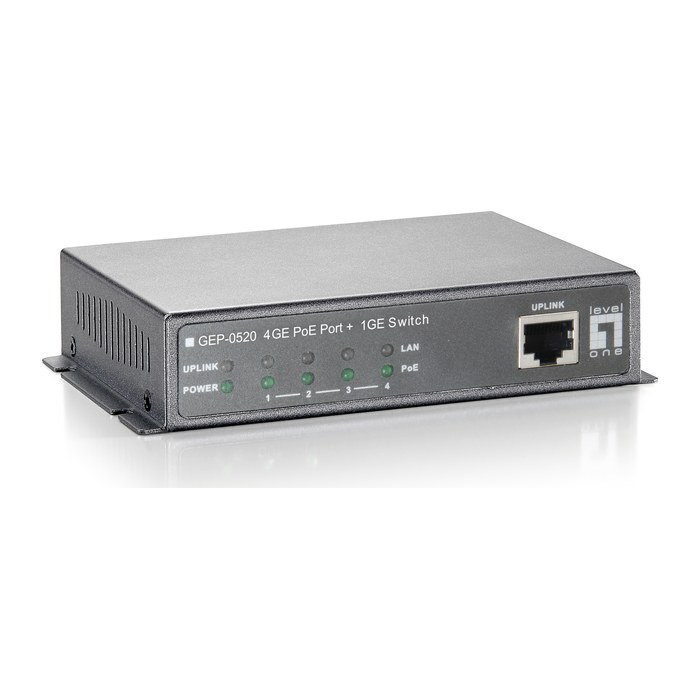 LevelOne PoE Switch 4xGE PoE/1xGE 65W unmanaged Plastik