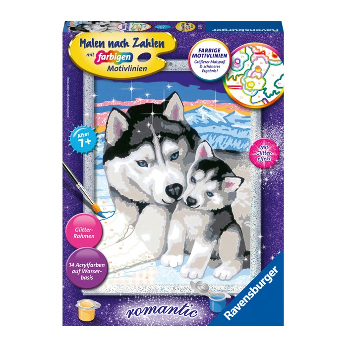 Ravensburger Malen-nach-Zahlen Husky Kuss mehrfarbig