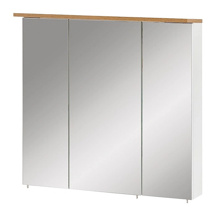 MÖBELPARTNER Spiegelschrank Padura 142296 weiß glanz, eiche landhaus 70,5 x 23,7 x 72,3 cm