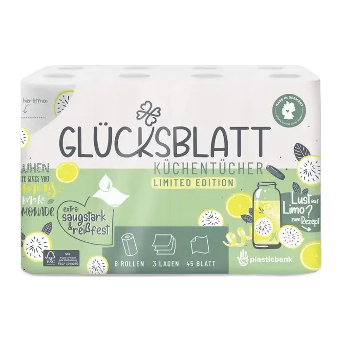 GLÜCKSBLATT Küchenrollen Lemonade 3-lagig, 8 Rollen