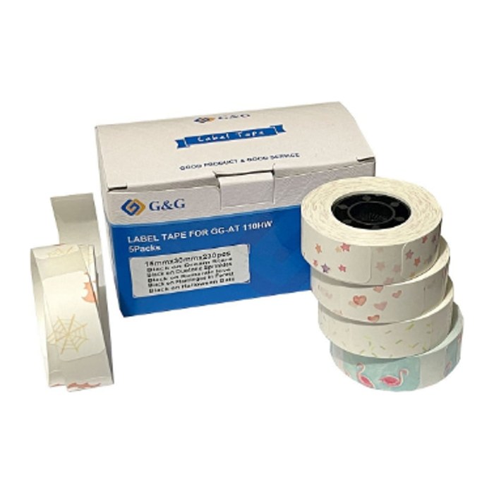G&G Etikettenrolle 5er Set mit verschiedenen Muster 15x30mm