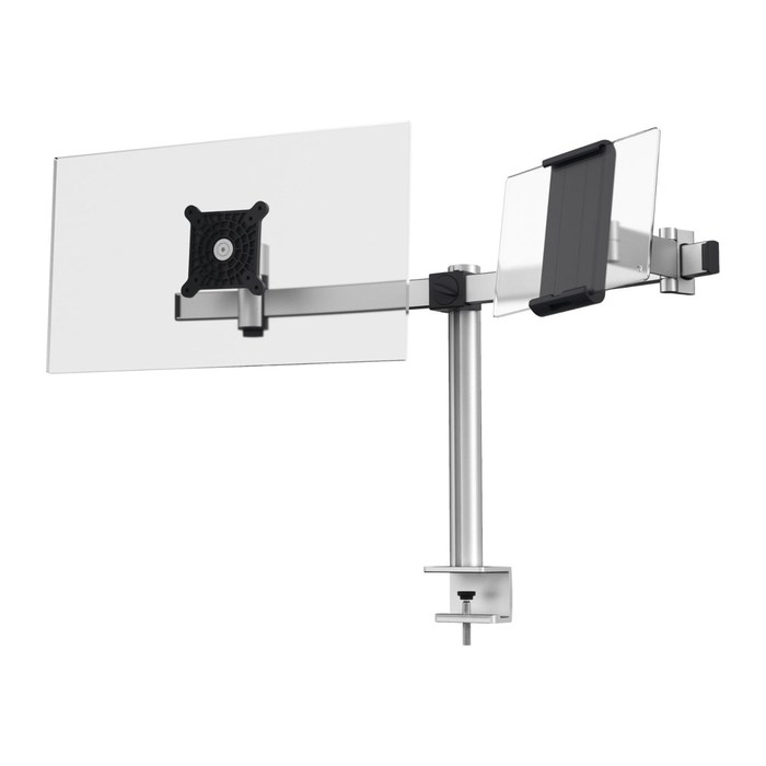 DURABLE Monitor-Halterung 508723 silber für 1 Monitor und 1 Tablet, Tischklemme