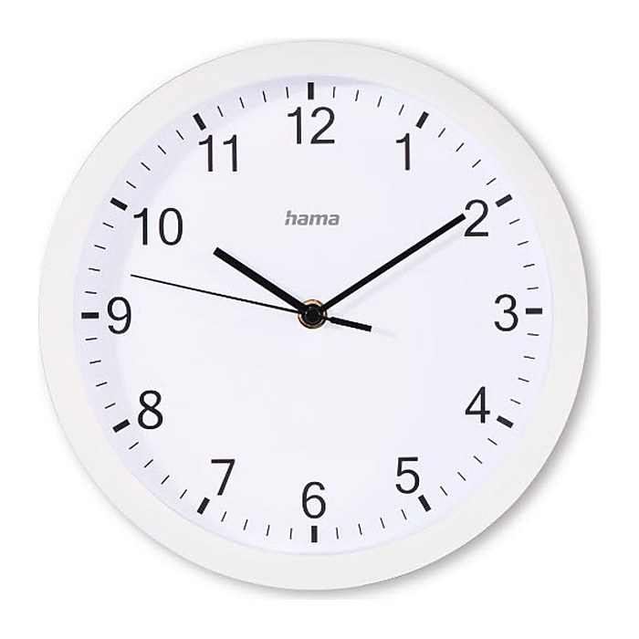 hama Wanduhr Elba weiß Kunststoff, Ø 25,0 cm