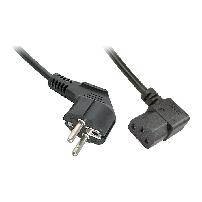 LINDY IEC-Netzkabel abgewinkelt Schuko an C13 2m