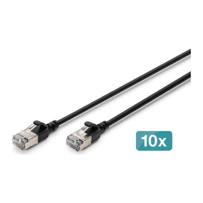 DIGITUS Patchkabel CAT 6A F/FTP Slim 5m schwarz 10 Stück
