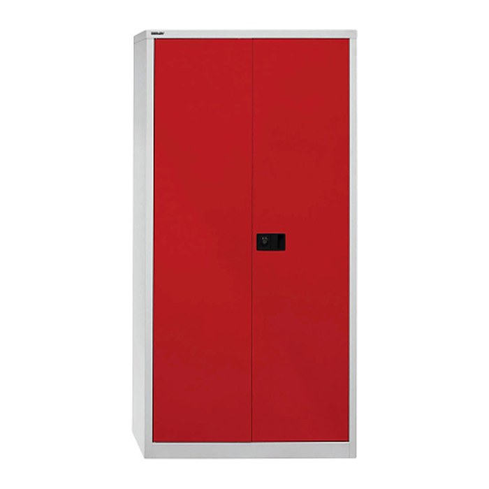 BISLEY Stahlschrank E782A04G506 lichtgrau, kardinalrot 4 Fachböden 91,4 x 40,0 x 195,0 cm, aufgebaut, 1 St.