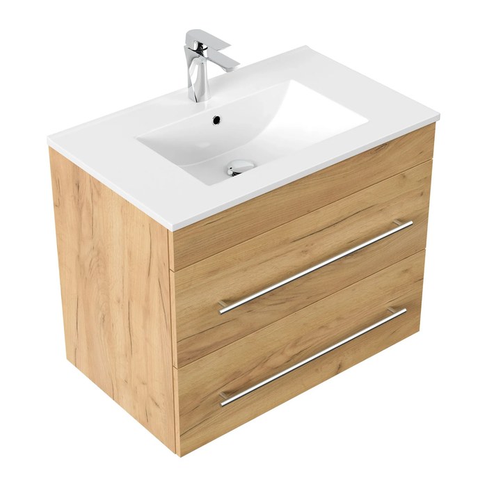 POSSEIK Waschbecken mit Unterschrank ARTEMIS 750 eiche gold 61,5 x 46,5 x 55,6 cm