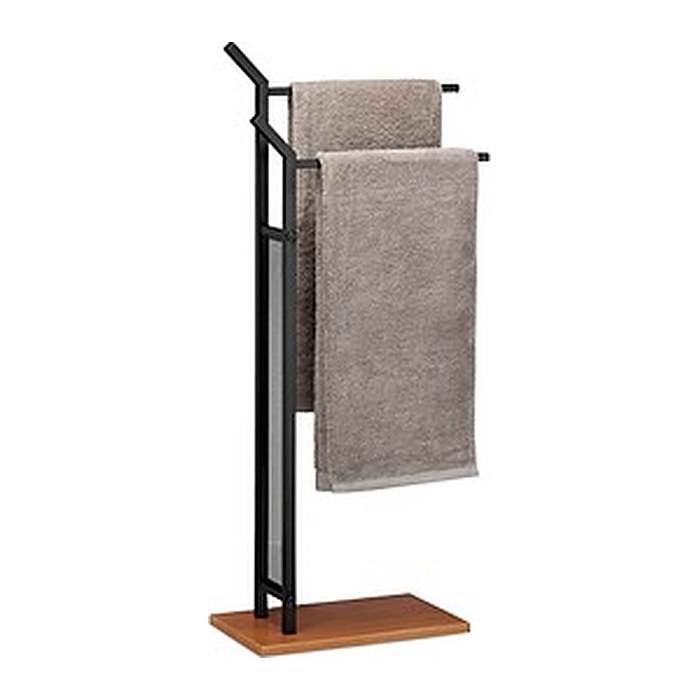relaxdays Handtuchständer schwarz, braun, 1 St.