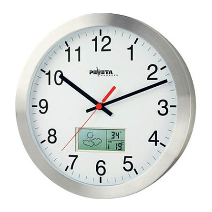 PEWETA Funkwanduhr weiß silber Aluminium, matt, Ø 30,0 cm