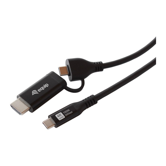 Equip Adapter USB-C->USB-C+HDMI PD100W 4K/ 60Hz 1.00m Alu.