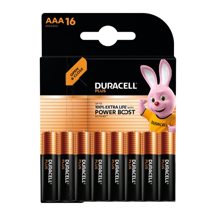 DURACELL Batterien PLUS Alkali-Mangan Micro AAA 1,5 V, 16 St.
