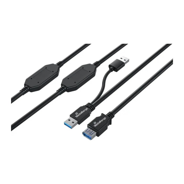 MediaRange Aktives USB-Verlängerungskabel, USB 3.0, 15m, sw