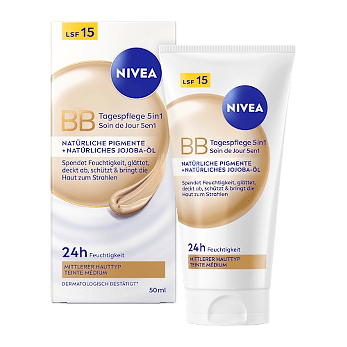 NIVEA BB MITTEL 5IN1 24h Feuchtigkeit LFS 15 Gesichtscreme 50,0 ml