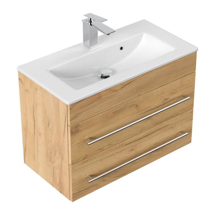 POSSEIK Waschbecken mit Unterschrank PORTUS SLIMLINE 700 eiche gold 70,0 x 36,0 x 49,6 cm