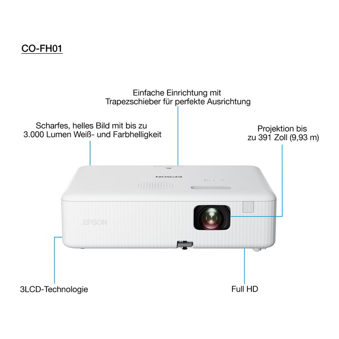 EPSON CO-FH01, 3LCD Full HD-Beamer, 3.000 ANSI-Lumen