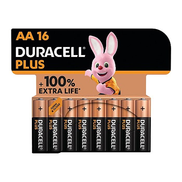 DURACELL Batterien PLUS Alkali-Mangan Mignon AA 1,5 V, 16 St.