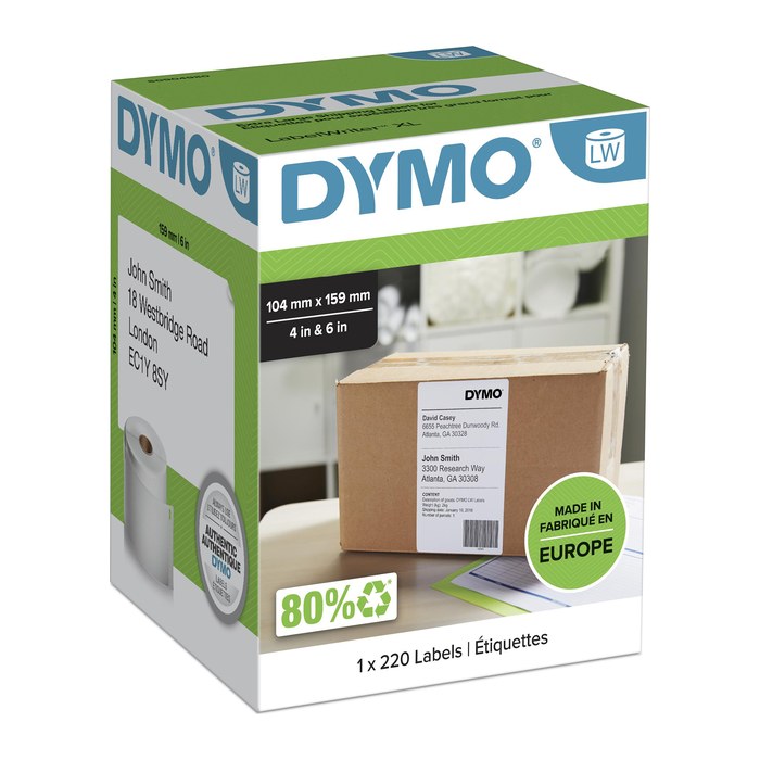 DYMO Etikettenrolle für Etikettendrucker S0904980 weiß, 104,0 x 159,0 mm, 1 x 220 Etiketten