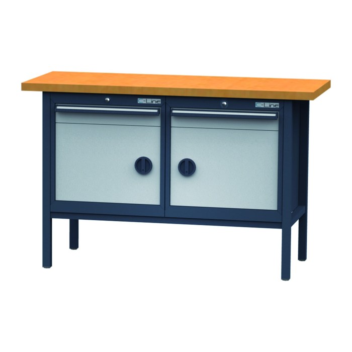 Simplaflex® Systemeinrichter Werkbank C-Line anthrazit, RAL 7016, lichtgrau, RAL 7035 4 Schubladen 150,0 x 60,0 x 96,0 cm