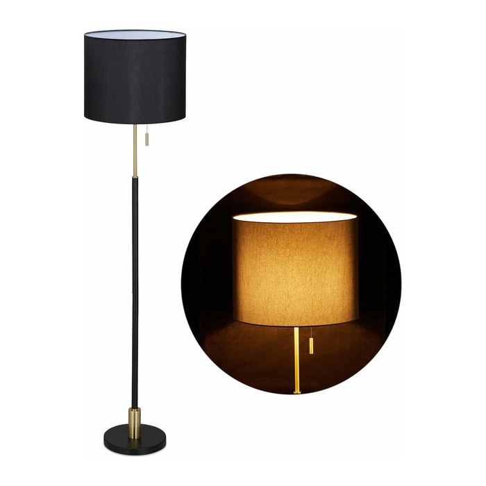 relaxdays Stehlampe schwarz, gold