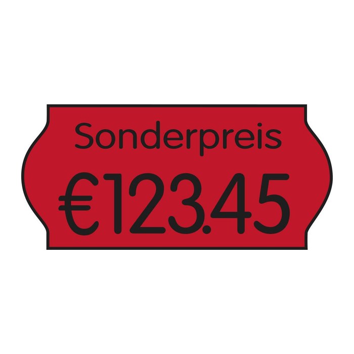 PrinterLabels AS Preisetiketten leuchtrot permanent 26,0 x 12,0 mm, 36 Rollen