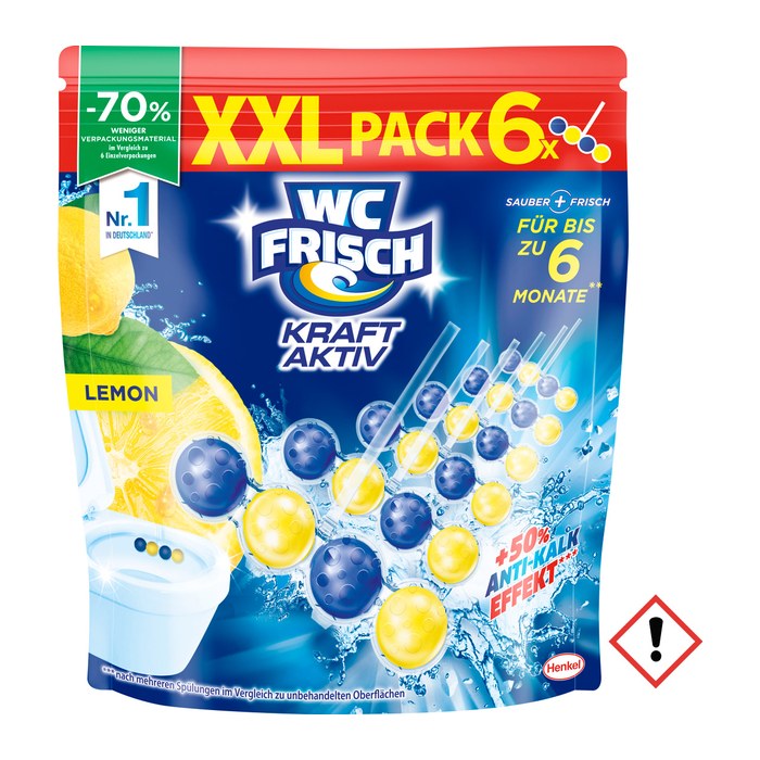 WC FRISCH KRAFT AKTIV WC-Duftspüler Lemon, 6x 50,0 g